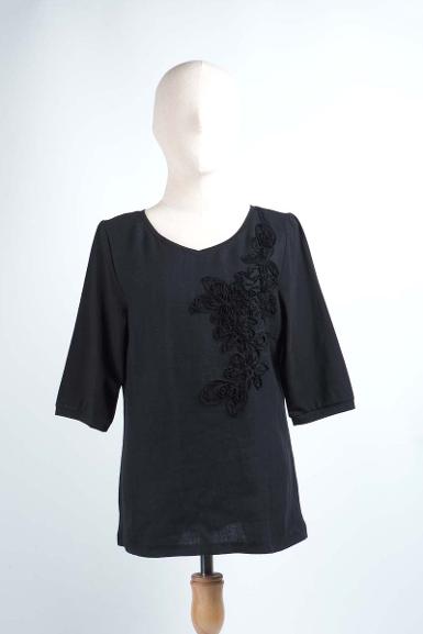 เสื้อลินินหลังต่อผ้ายืด NO.40749