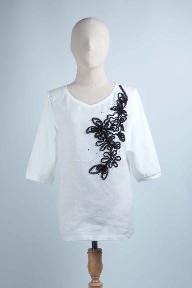เสื้อลินินหลังต่อผ้ายืด NO.40749