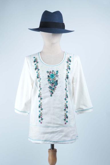 เสื้อลินินหลังต่อผ้ายืด NO.40695