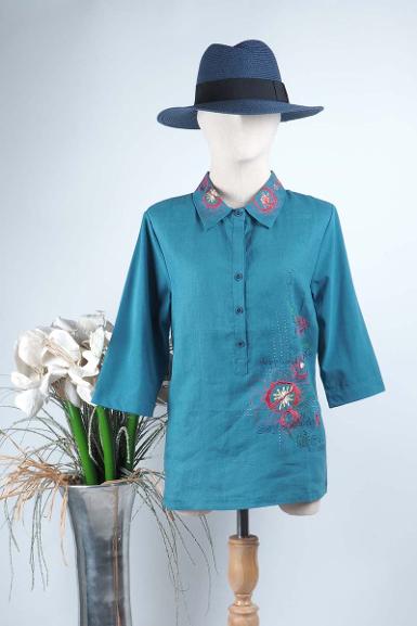 เสื้อลินินหลังต่อผ้ายืด NO.40709