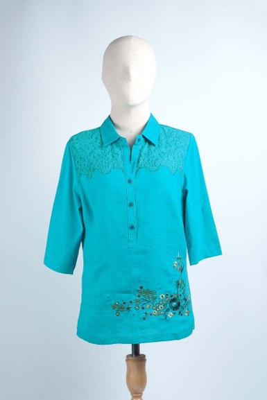 เสื้อลินินหลังต่อผ้ายืด NO.40704