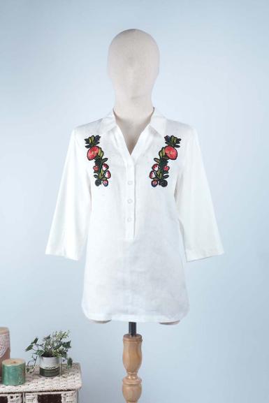 เสื้อลินินหลังต่อผ้ายืดพิมพ์ลาย (NO.)