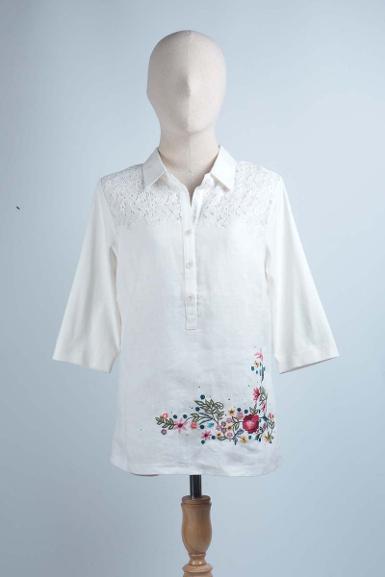 เสื้อลินินหลังต่อผ้ายืด NO.40704
