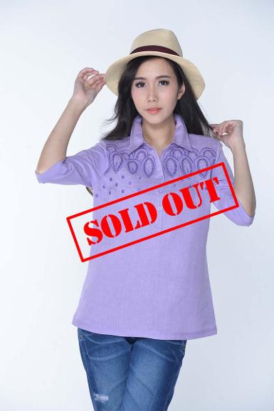 เสื้อลินินหลังผ้ายืด พิมพ์ลาย (NO.40160)