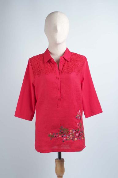 เสื้อลินินหลังต่อผ้ายืด NO.40704