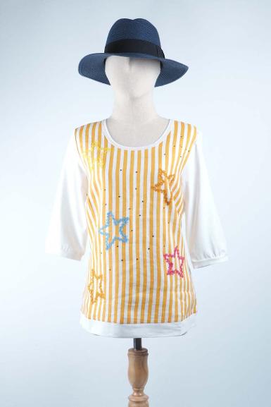 เสื้อลินินหลังต่อผ้ายืด NO.40670