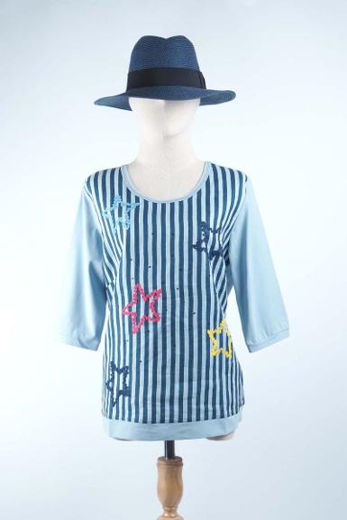 เสื้อลินินหลังต่อผ้ายืด NO.40670