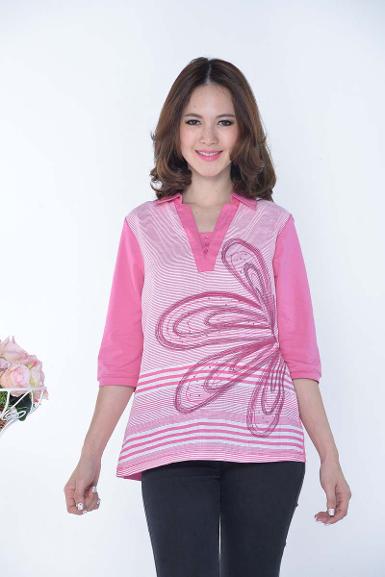 เสื้อลินินหลังผ้ายืด พิมพ์ลาย (NO.40355)