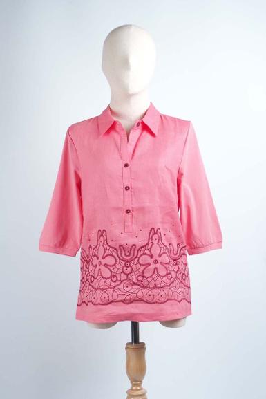 เสื้อลินินหลังต่อผ้ายืด NO.40684