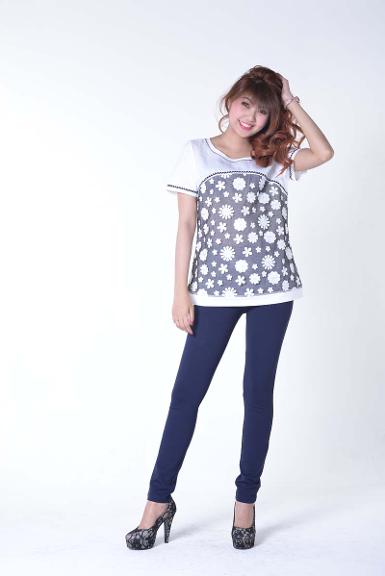 เสื้อลินินหลังผ้ายืดพิมพ์ลาย ( NO.40024)