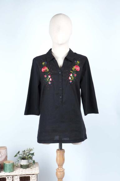เสื้อลินินหลังต่อผ้ายืดพิมพ์ลาย (NO.)
