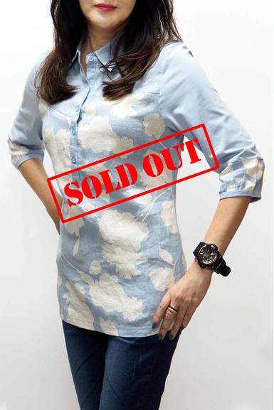 เสื้อลินินหลังผ้ายืดพิมพ์ลายดอกไม้ ( NO.40208)