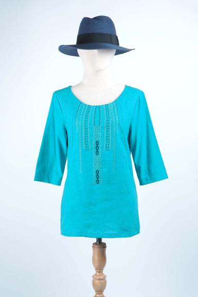 เสื้อลินินหลังผ้ายืด NO.40689