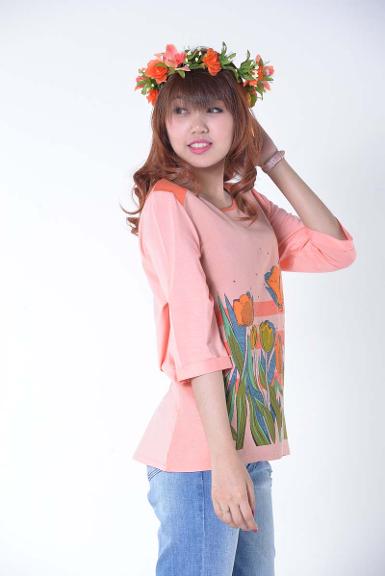 เสื้อลินินหลังผ้ายืดพิมพ์ลาย ( NO.)