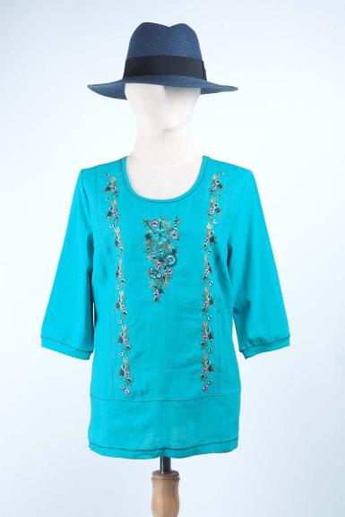 เสื้อลินินหลังต่อผ้ายืด NO.40695