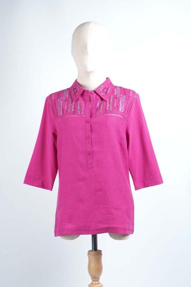 เสื้อลินินหลังต่อผ้ายืด NO.40698