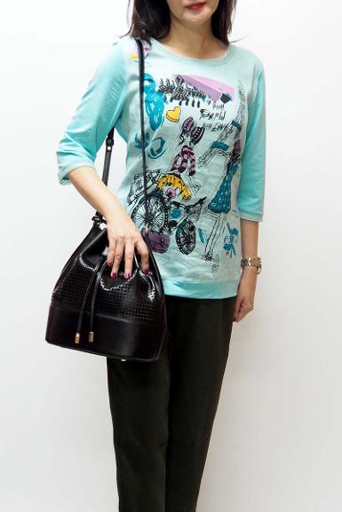 เสื้อลินินหลังผ้ายืดพิมพ์ลายตุ๊กตา (NO.40224)