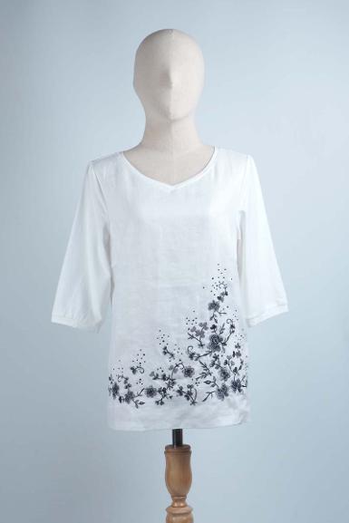 เสื้อลินินหลังต่อผ้ายืด NO.40757